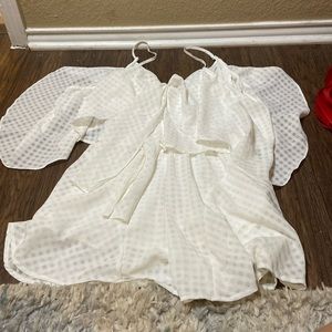 Checkered, white romper, spaghetti, strapped